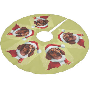 Dachshund With Santa Claus Outfit - Christmas 1 Brushed Polyester Tree Skirt