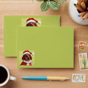 Dachshund With Santa Claus Outfit - Christmas 1 Envelope