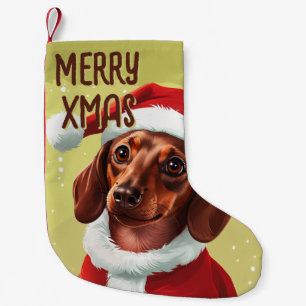 Dachshund With Santa Claus Outfit - Christmas 1 Small Christmas Stocking