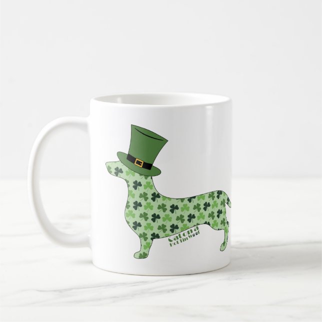 Dachshund With St. Patrick's Day Hat Coffee Mug (Left)