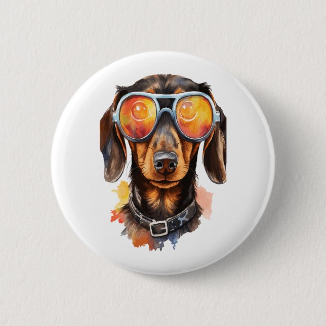 Dachshund with Sunglasses  2 Inch Round Button (Front)