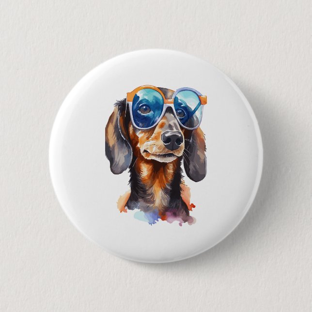 Dachshund with Sunglasses  2 Inch Round Button (Front)