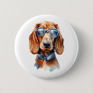 Dachshund with Sunglasses 5 2 Inch Round Button