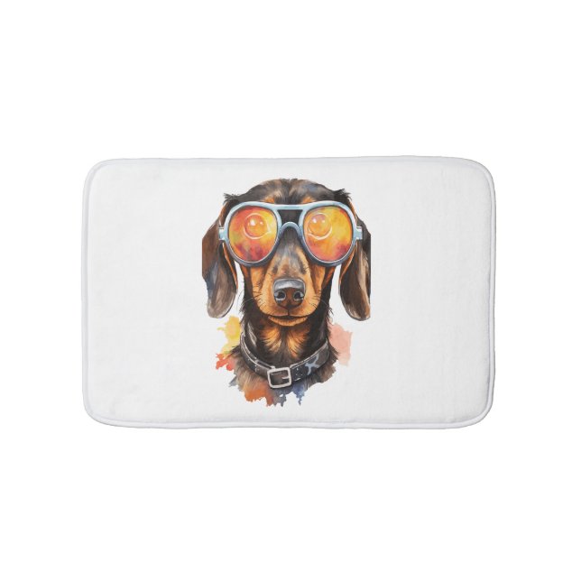Dachshund with Sunglasses  Bath Mat (Front)