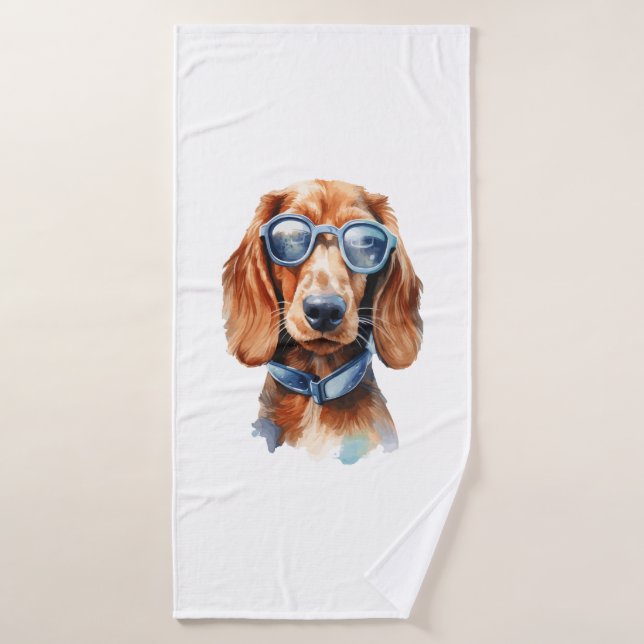 Dachshund with Sunglasses  Bath Towel (Bath Towel)