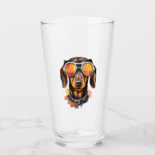 Dachshund with Sunglasses Glass