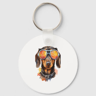 Dachshund with Sunglasses  Keychain