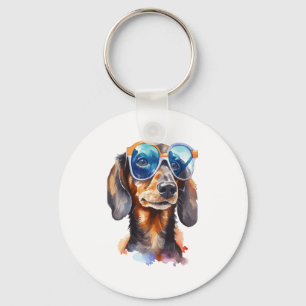 Dachshund with Sunglasses Keychain