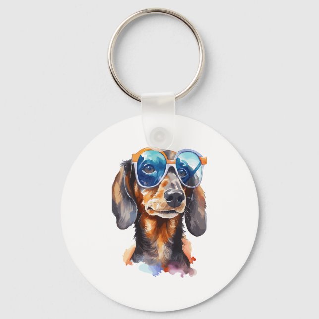 Dachshund with Sunglasses  Keychain (Front)