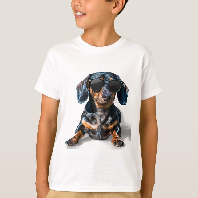 Dachshund With Sunglasses T-Shirt (Front)
