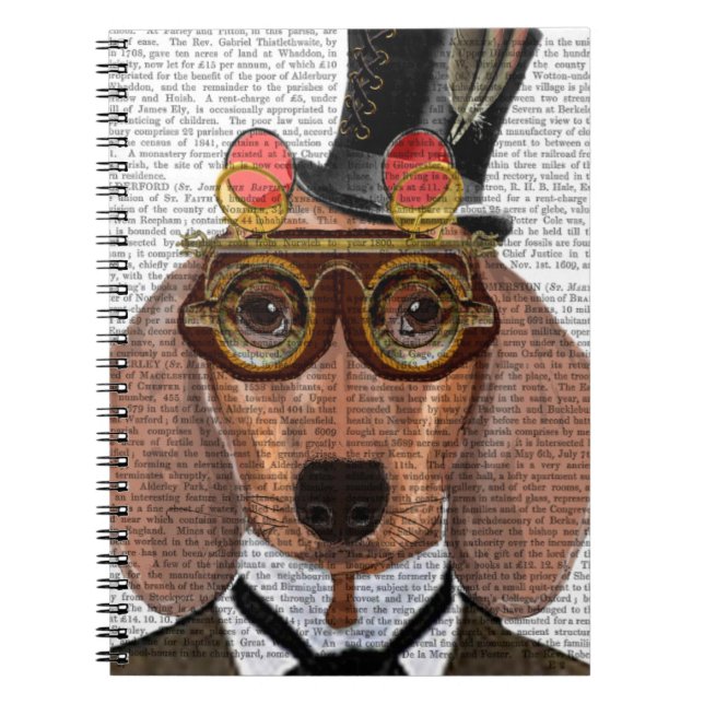 Dachshund with Top Hat and Goggles Notebook (Front)