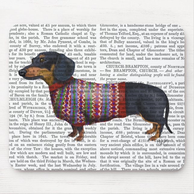 Dachshund With Woolly Sweater Mouse Pad (Front)