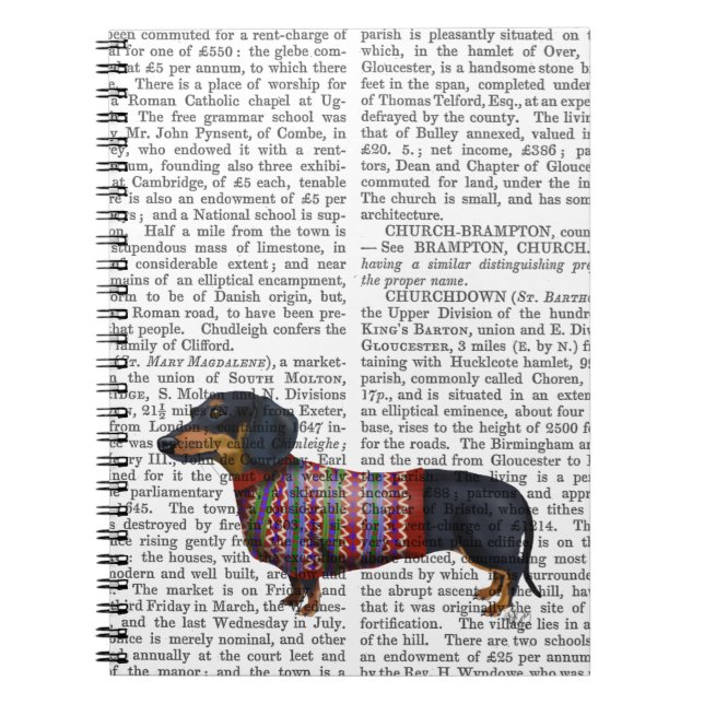 Dachshund With Woolly Sweater Notebook (Front)