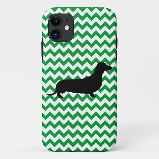 Dachshund With You Pick The Colour Chevron Case-Mate iPhone Case (Back)