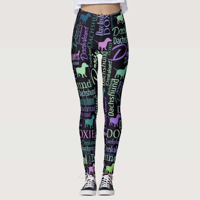 Dachshund Word Art Leggings (Front)
