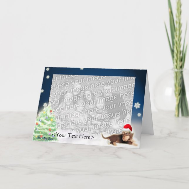 Dachshund Xmas Photo Card (Customizable) (Front)