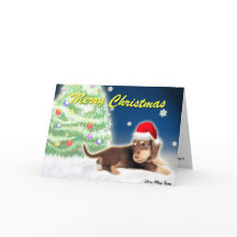 Dachshund Xmas Tree (Customizable) Card