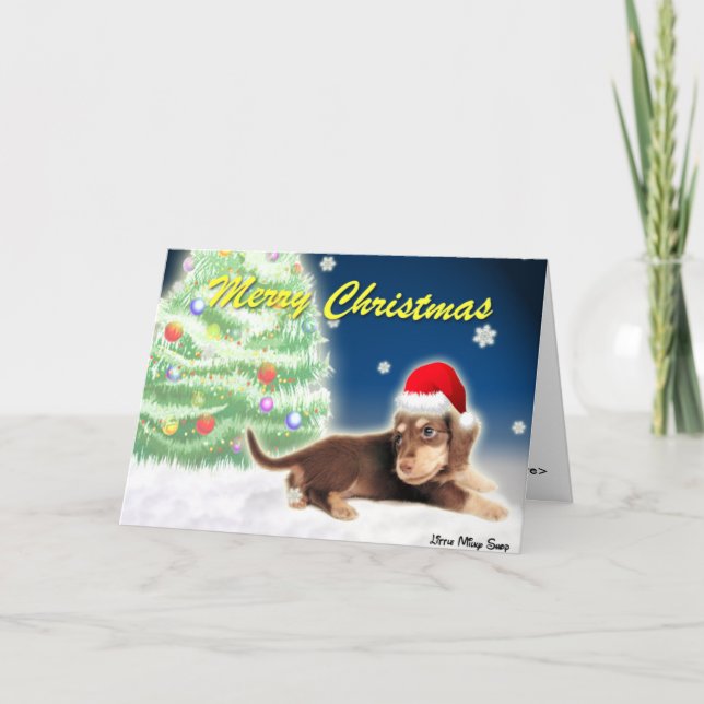 Dachshund Xmas Tree (Customizable) Card (Front)