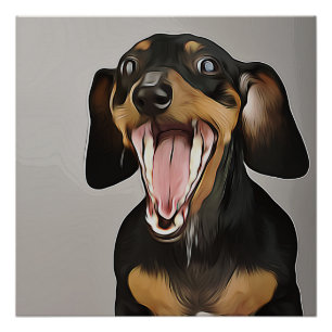 Dachshund Yawning Dachshund Birthday Poster
