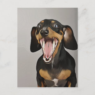 Dachshund Yawning Dachshund Birthday Poster Postcard