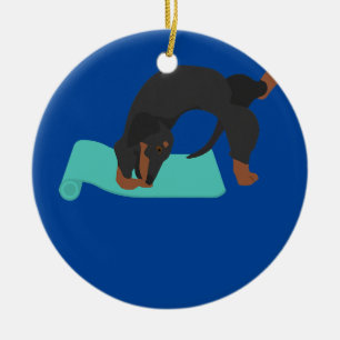 Dachshund Yoga Position Chakra Spiritual Ceramic Ornament