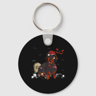 Dachshund Zombie Dog Funny Zombie Dog Halloween Keychain