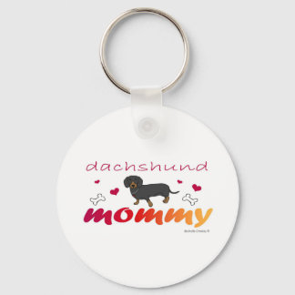 DachshundBlkTanMommy Keychain
