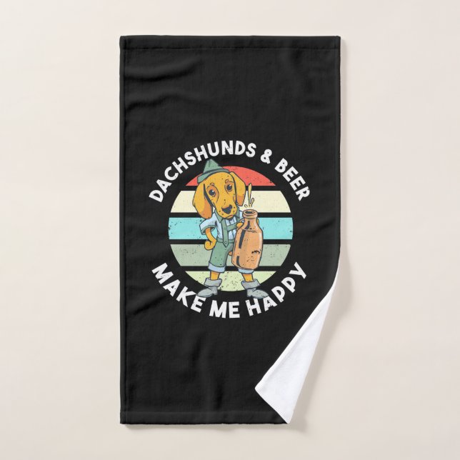 Dachshunds And Beer Make Me Happy Hand Towel (Hand Towel)