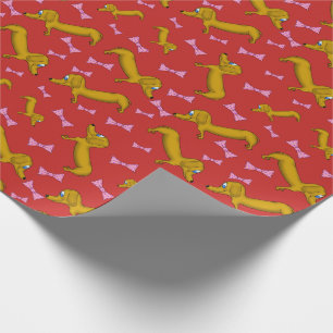 Dachshunds and Bows Wrapping Paper
