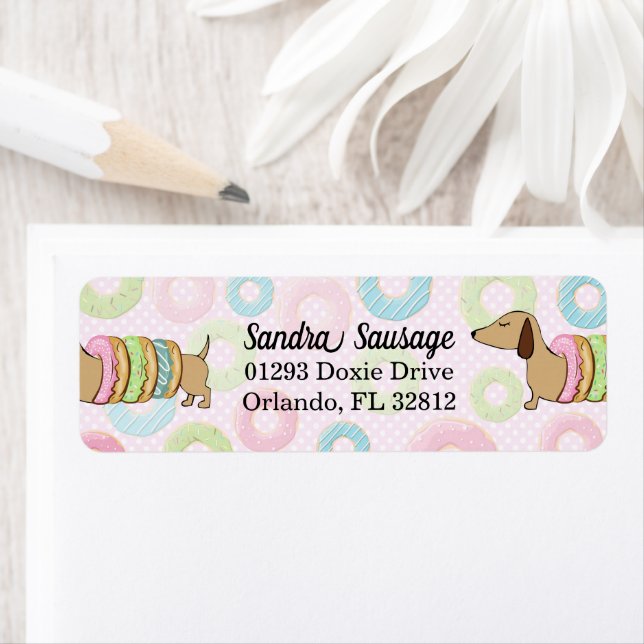 Dachshunds and Doughnuts Return Address Labels Dox (Insitu)