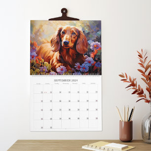 Dachshunds and Flowers Dog Lover Calendar