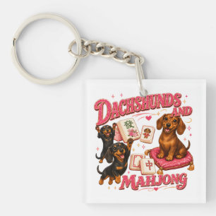 Dachshunds and Mahjong Keychain