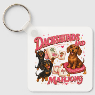 Dachshunds and Mahjong Keychain