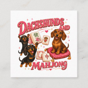 Dachshunds and Mahjong Square Business Card