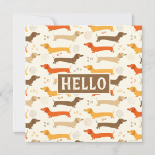 Dachshunds and Polka Dots Flat Card