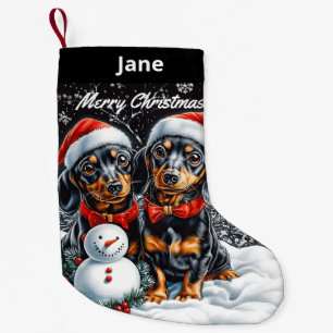 Dachshunds and Snowman Christmas Stocking