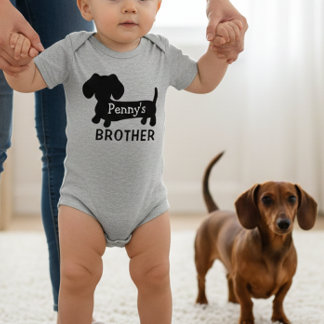 Dachshund's Baby Brother Personalized with Name  Bodysuit