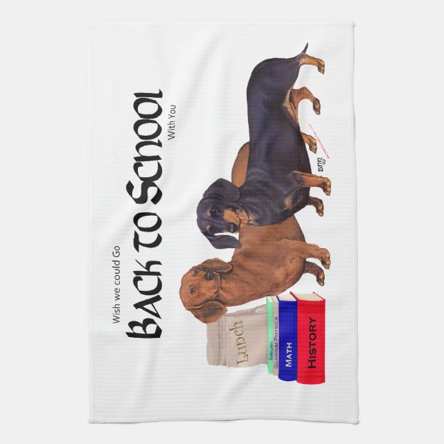 Dachshunds Back to School Kitchen Towel (Vertical)