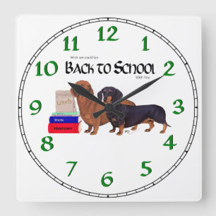Dachshunds Back to School Square Wall Clock