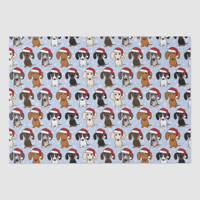 Dachshunds Christmas Cute Wiener Dog Santa Holiday Tissue Paper (Front)