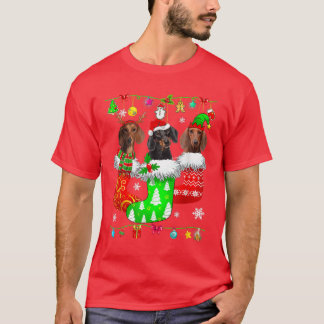Dachshunds Christmas In Stockings Dachshund Xmas O T-Shirt