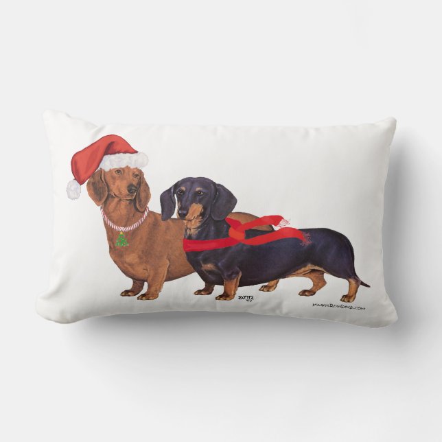 Dachshunds Christmas Lumbar Pillow (Front)