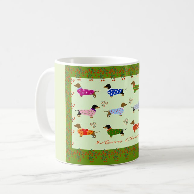 Dachshunds Christmas mug (Devant gauche)