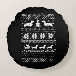 Dachshunds Christmas Round Pillow