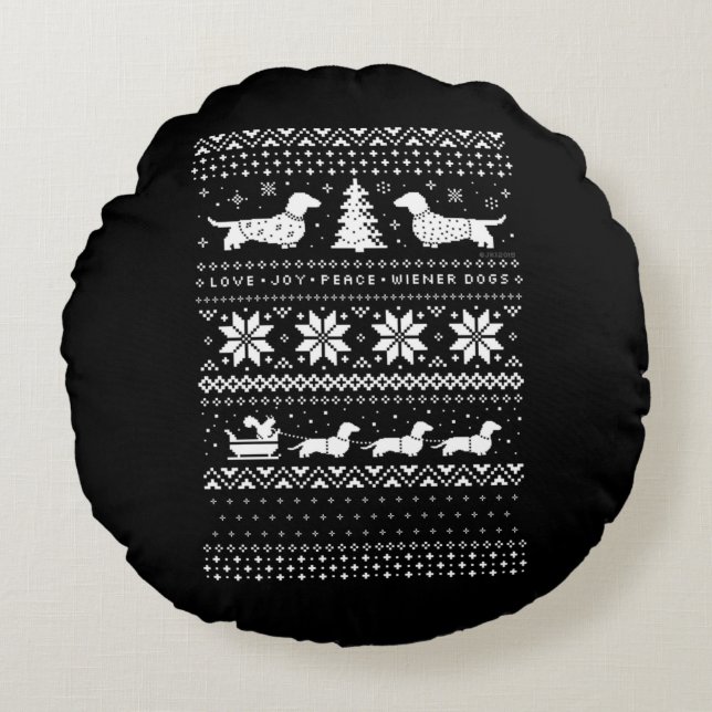 Dachshunds Christmas Round Pillow (Front)
