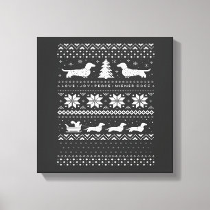 Dachshunds Christmas Sweater Pattern Classic T-Shi Canvas Print
