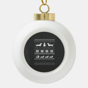 Dachshunds Christmas Sweater Pattern Classic T-Shi Ceramic Ball Christmas Ornament