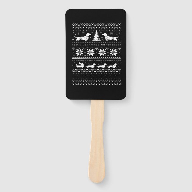 Dachshunds Christmas Sweater Pattern Classic T-Shi Hand Fan (Front)