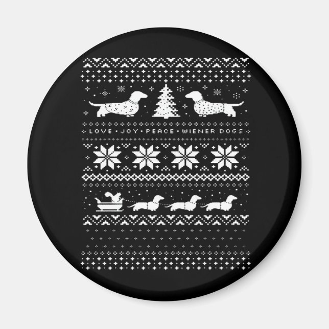Dachshunds Christmas Sweater Pattern Classic T-Shi Magnet (Front)