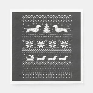 Dachshunds Christmas Sweater Pattern Classic T-Shi Napkin